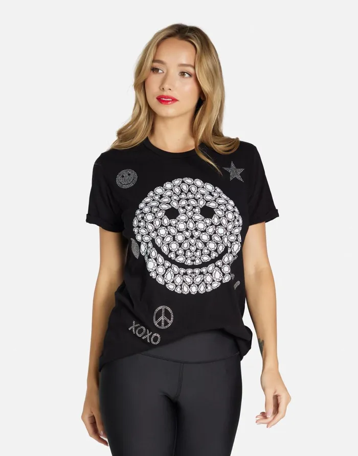 Edda Diamond Happyface Black Women039s Lauren Moshi Short Sleeve