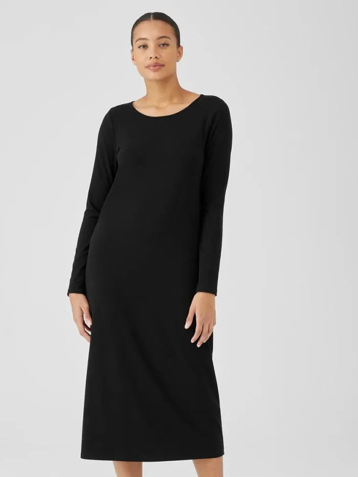 Eileen Fisher Dresses and Skirts Stretch Jersey Knit Jewel Neck Dress Black 8211 Shop