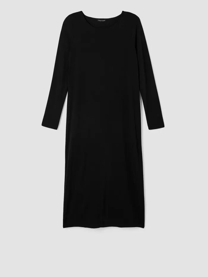 Eileen Fisher Dresses and Skirts Stretch Jersey Knit Jewel Neck Dress Black 8211 Shop