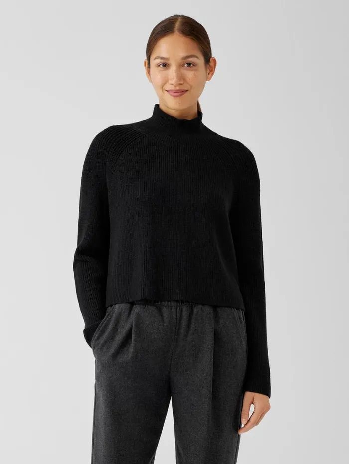 Eileen Fisher Extended Sizing 1X3X Merino Cropped Turtleneck Top In RegenerativeWool Black 8211 Shop Eileen Fisher Extended Sizing 1X3X Merino Cropped Turtleneck Top In RegenerativeWool Black 8211 Shop