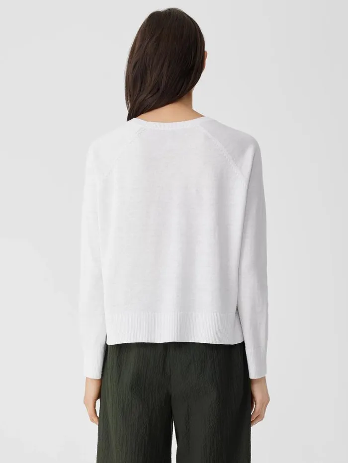 Eileen Fisher Extended Sizing 1X3X Organic Linen Cotton RaglanSleeve Top White 8211 Shop