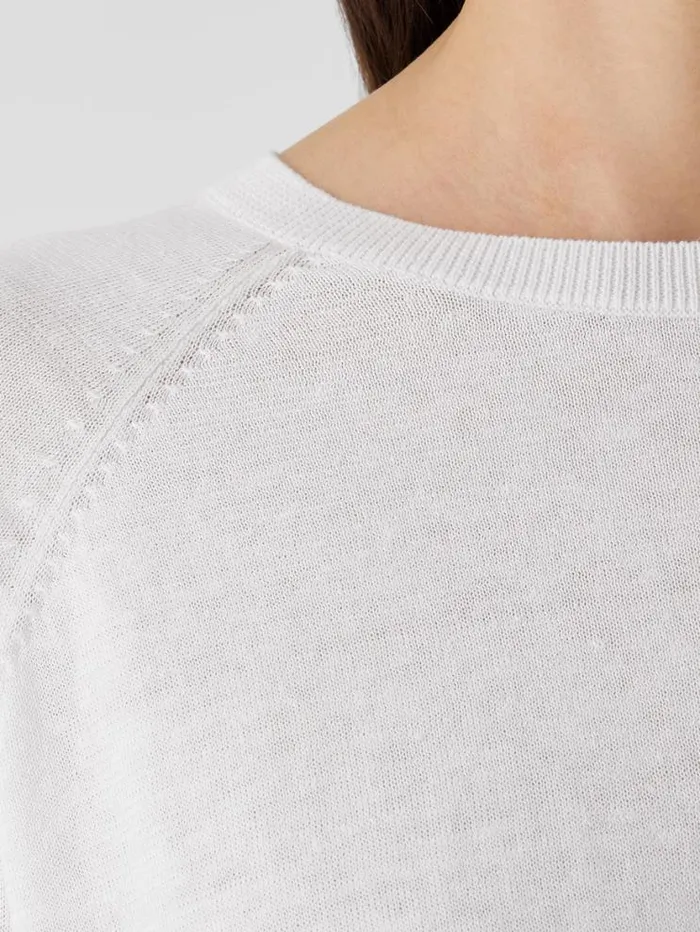 Eileen Fisher Extended Sizing 1X3X Organic Linen Cotton RaglanSleeve Top White 8211 Shop