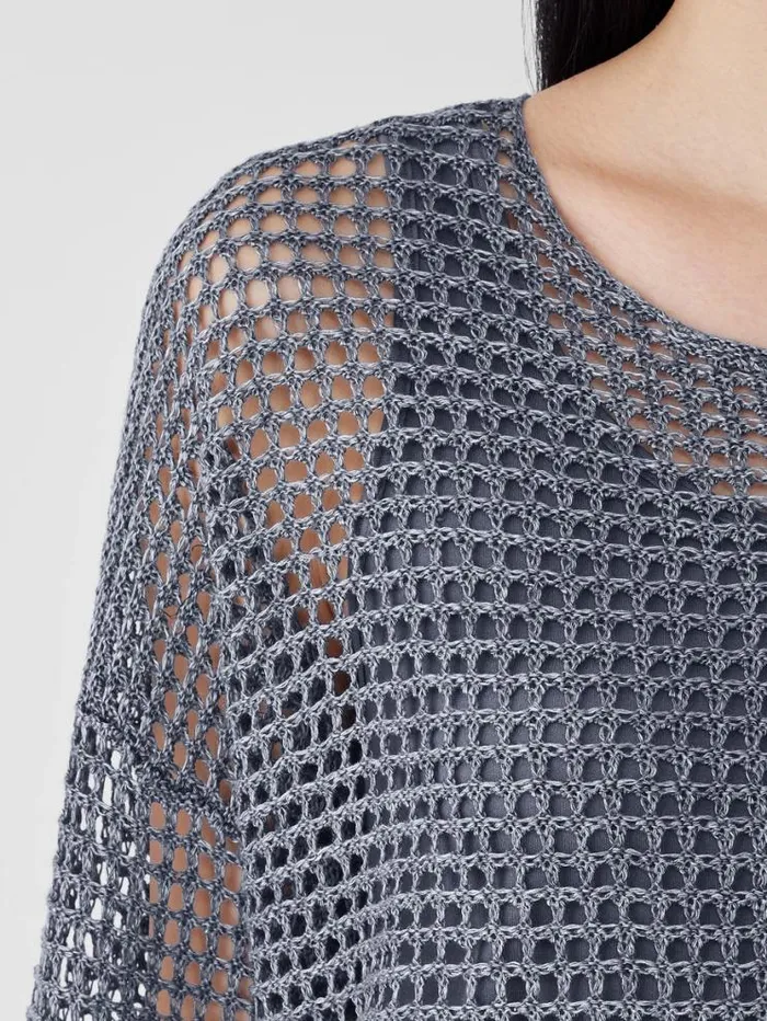 Eileen Fisher Extended Sizing 1X3X Organic Linen Dlav Round Neck Top Steel 8211 Shop