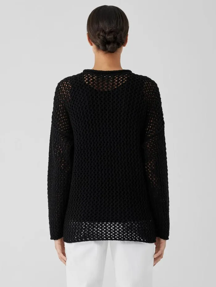 Eileen Fisher Extended Sizing 1X3X Peruvian Organic Cotton Boucle Crew Neck Top Black 8211 Shop