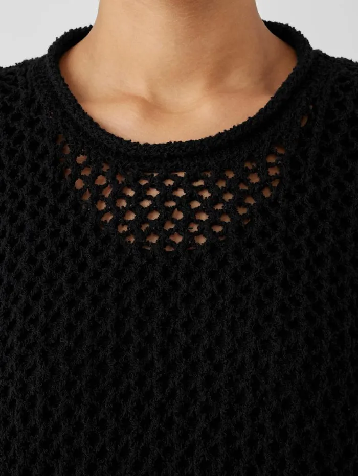 Eileen Fisher Extended Sizing 1X3X Peruvian Organic Cotton Boucle Crew Neck Top Black 8211 Shop