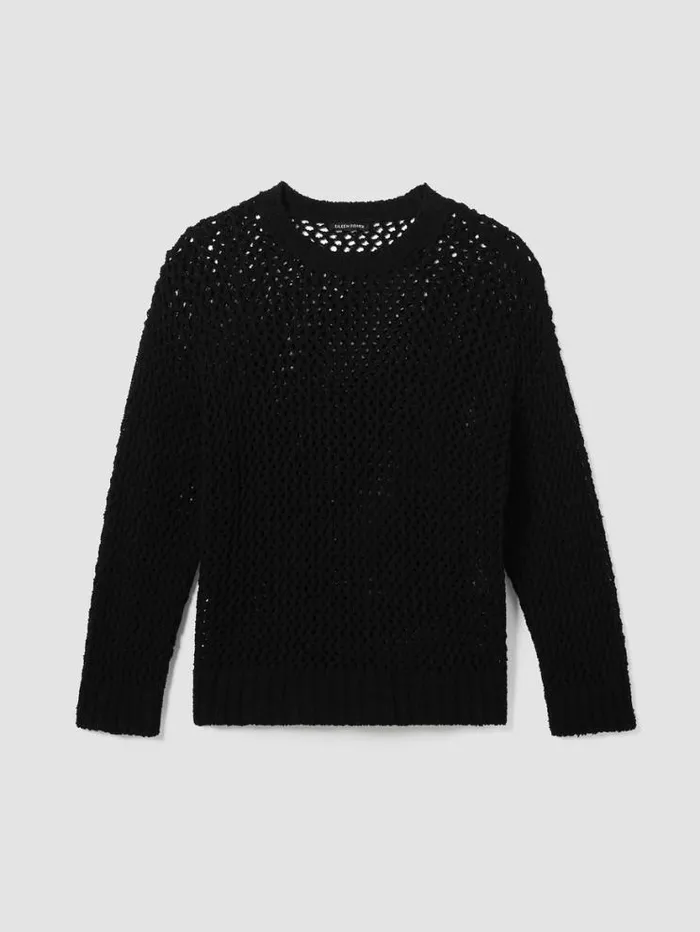 Eileen Fisher Extended Sizing 1X3X Peruvian Organic Cotton Boucle Crew Neck Top Black 8211 Shop