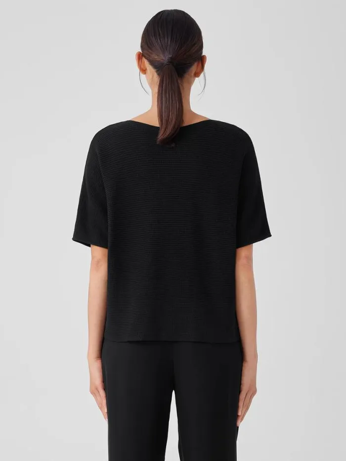 Eileen Fisher Extended Sizing 1X3X Peruvian Organic Cotton Crepe Bateau Neck Top Black 8211 Shop