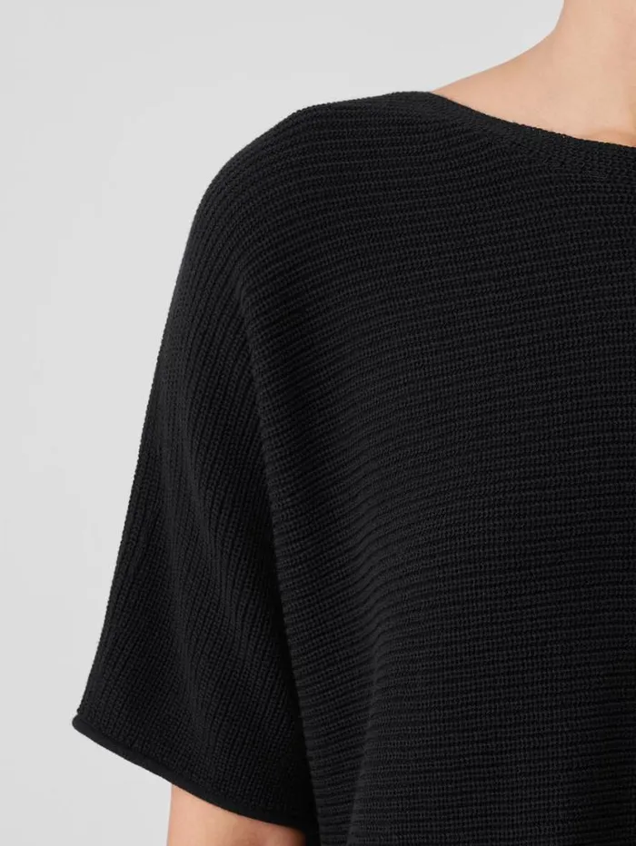 Eileen Fisher Extended Sizing 1X3X Peruvian Organic Cotton Crepe Bateau Neck Top Black 8211 Shop