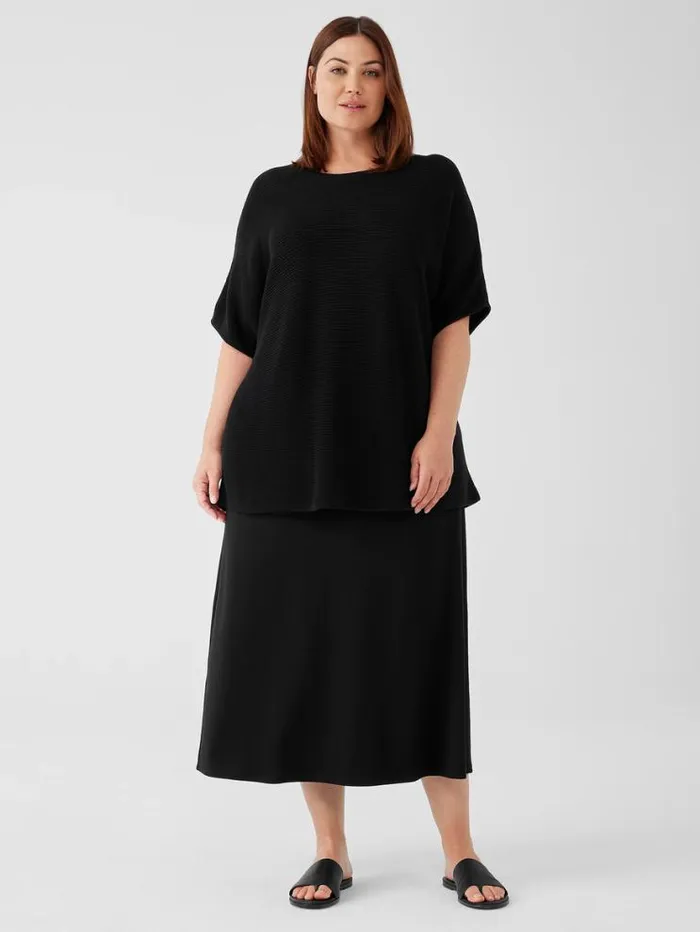 Eileen Fisher Extended Sizing 1X3X Peruvian Organic Cotton Crepe Bateau Neck Top Black 8211 Shop