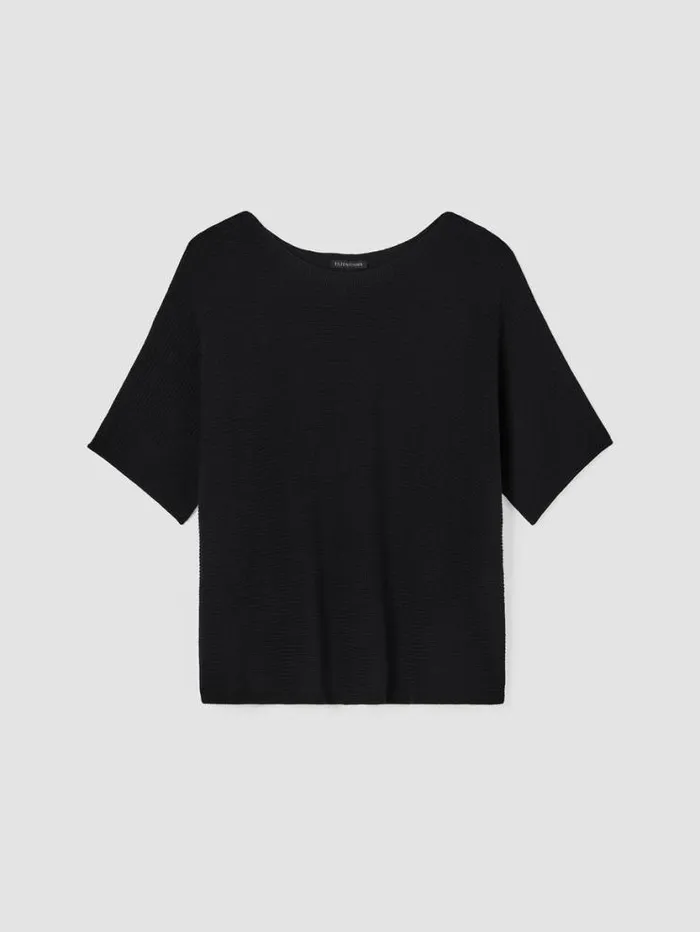 Eileen Fisher Extended Sizing 1X3X Peruvian Organic Cotton Crepe Bateau Neck Top Black 8211 Shop