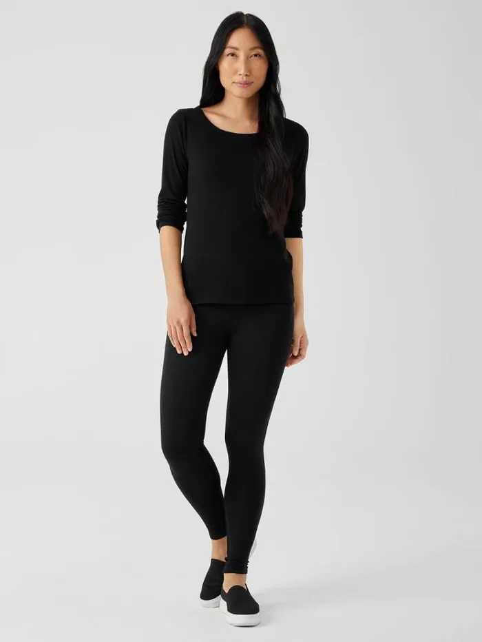 Eileen Fisher Petite Cozy Brushed Terry Hug Leggings Black 8211 Shop