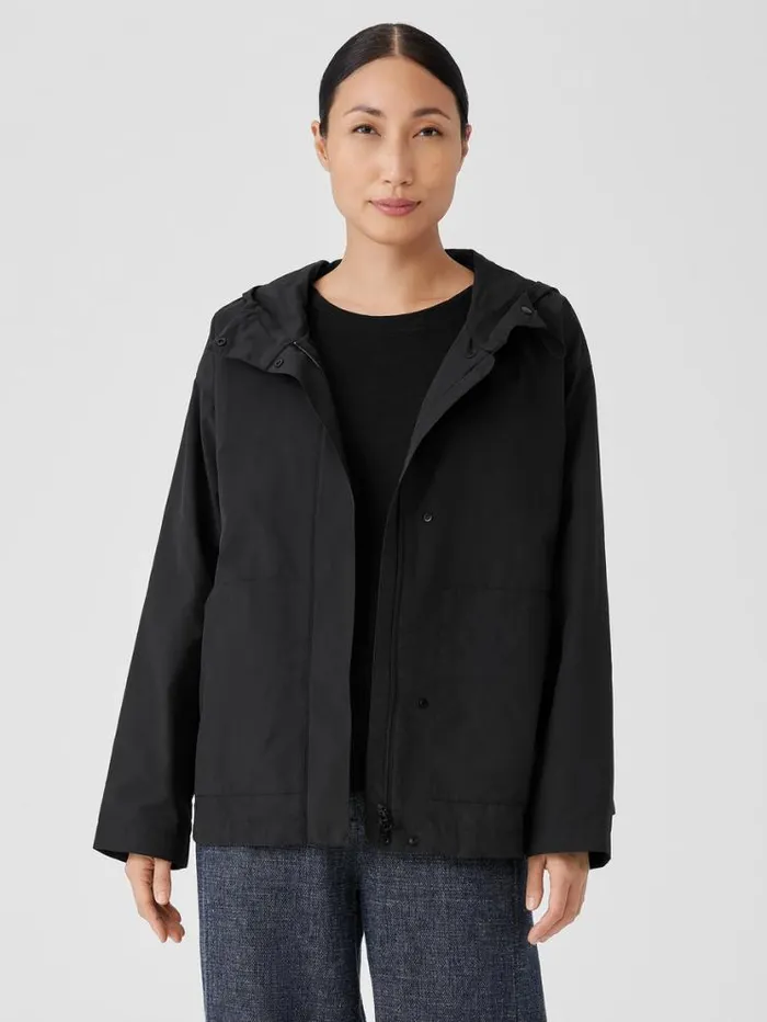 Eileen Fisher Petite Light Cotton Nylon Hooded Jacket Black 8211 Shop