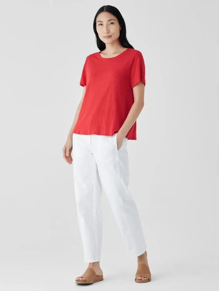 Eileen Fisher Petite Organic Linen Jersey Crew Neck Tee Flame 8211 Shop