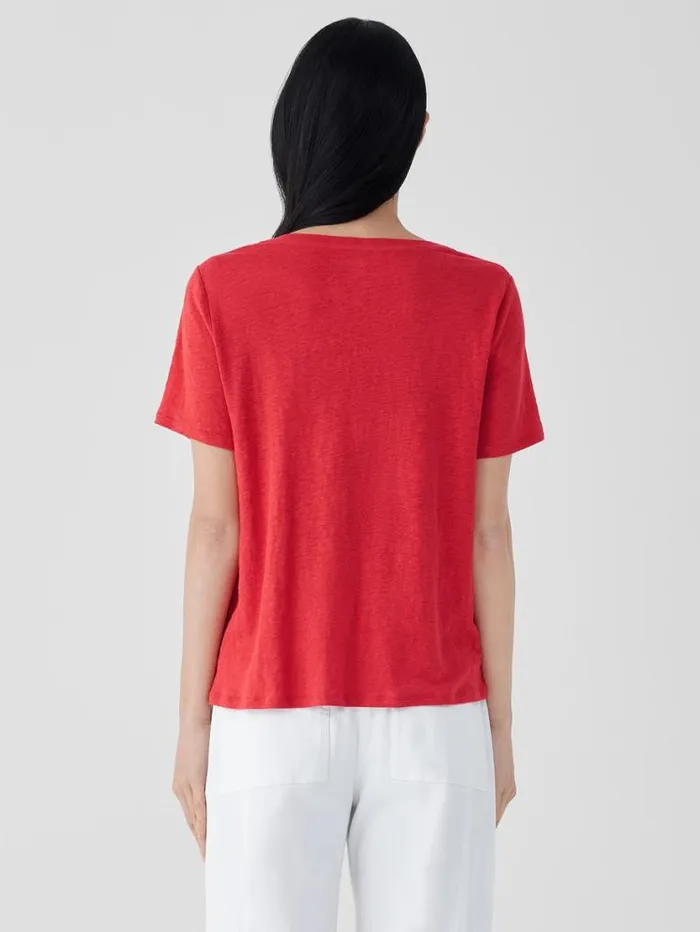 Eileen Fisher Petite Organic Linen Jersey Crew Neck Tee Flame 8211 Shop