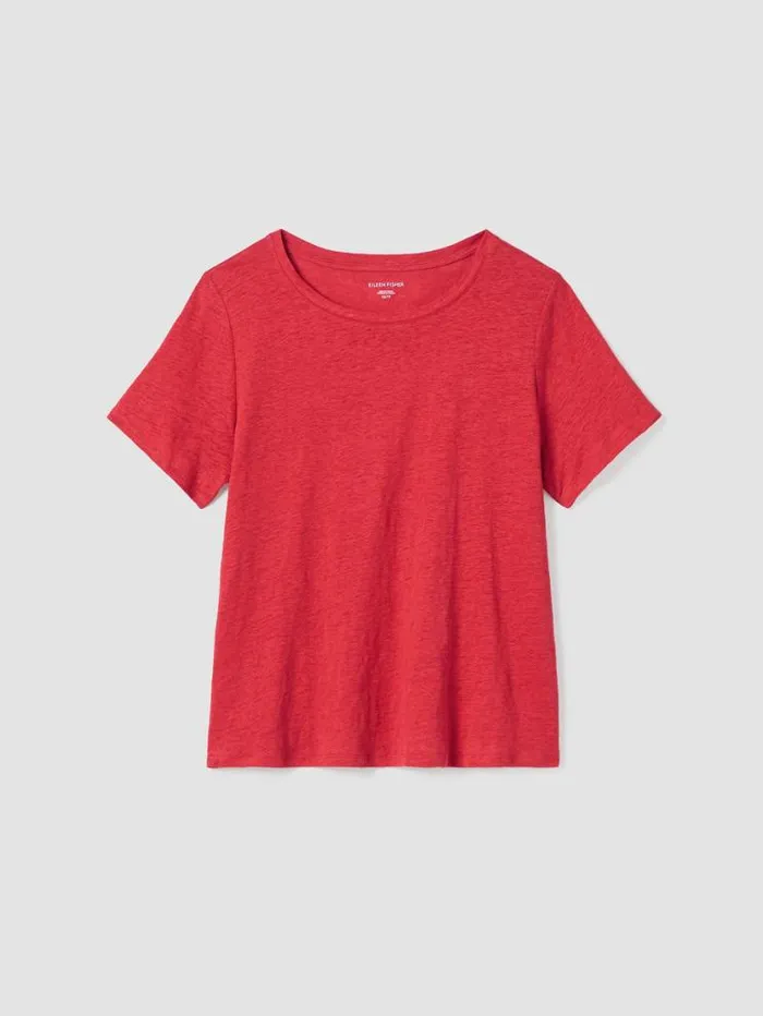 Eileen Fisher Petite Organic Linen Jersey Crew Neck Tee Flame 8211 Shop