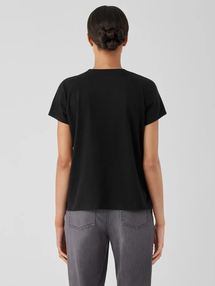 Eileen Fisher Petite Organic Pima Cotton Jersey VNeck Tee Black 8211 Shop