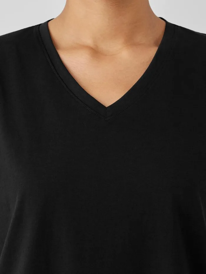 Eileen Fisher Petite Organic Pima Cotton Jersey VNeck Tee Black 8211 Shop