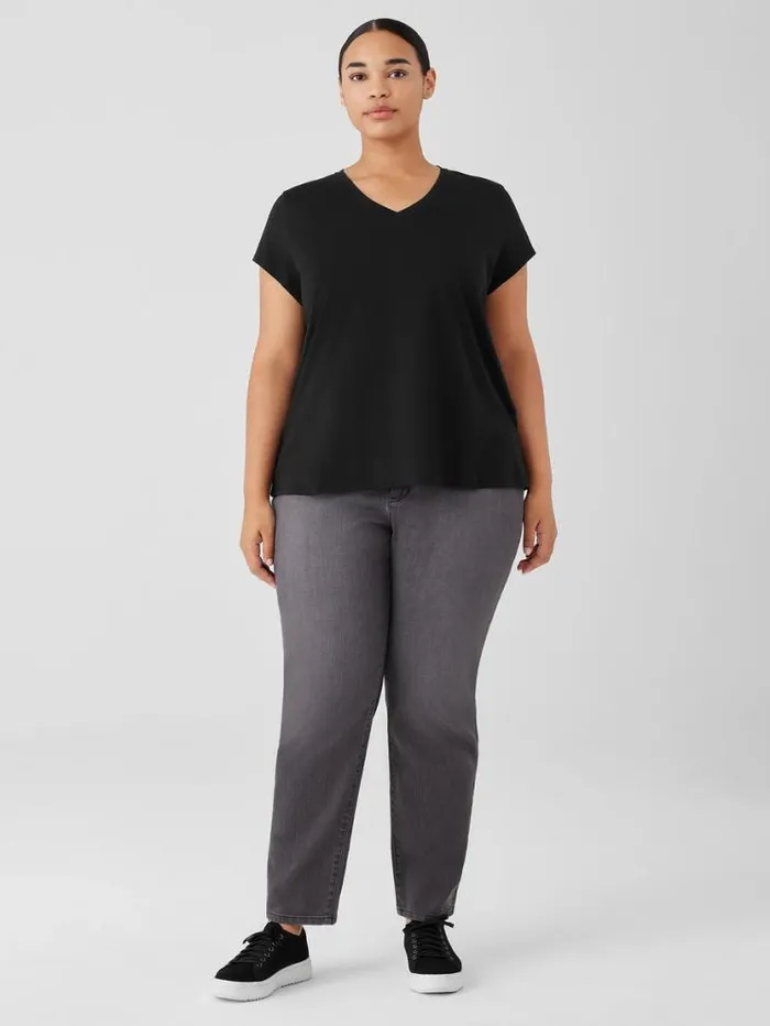 Eileen Fisher Petite Organic Pima Cotton Jersey VNeck Tee Black 8211 Shop
