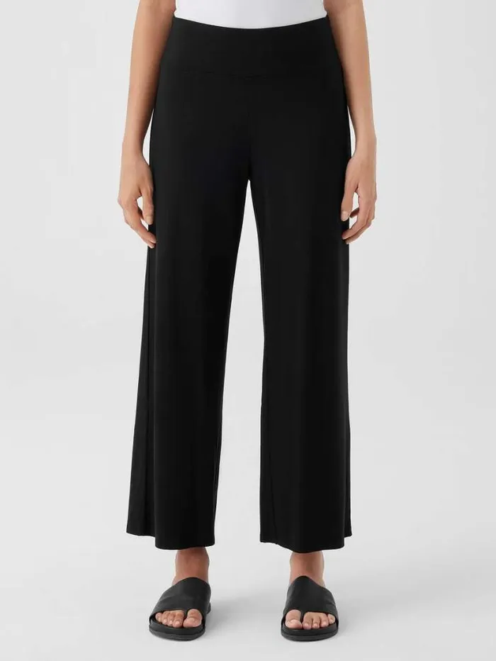 Eileen Fisher Petite Stretch Jersey Knit WideLeg Pant Black 8211 Shop