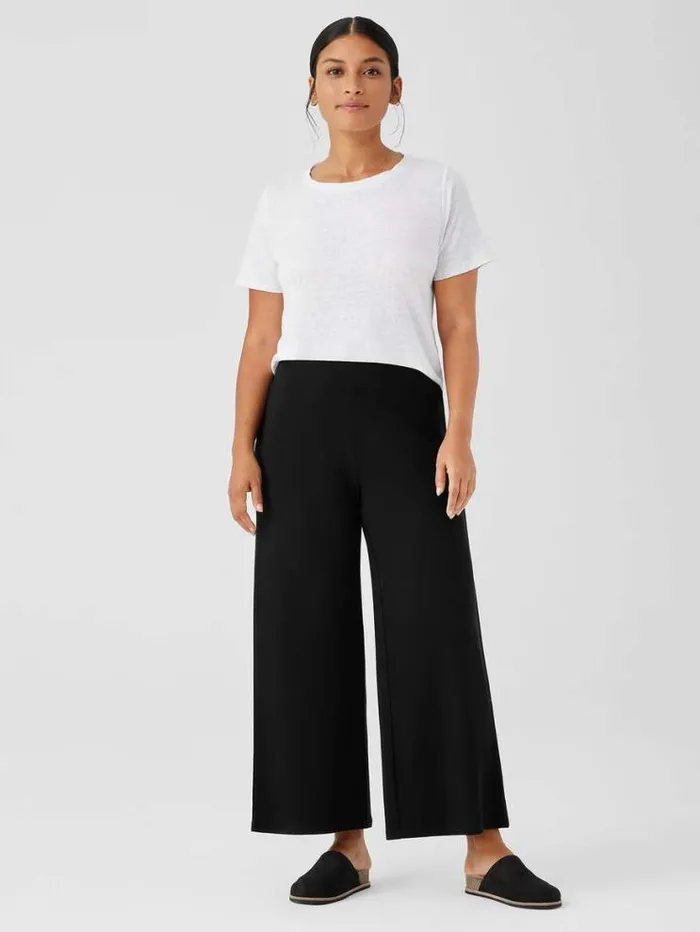 Eileen Fisher Petite Stretch Jersey Knit WideLeg Pant Black 8211 Shop
