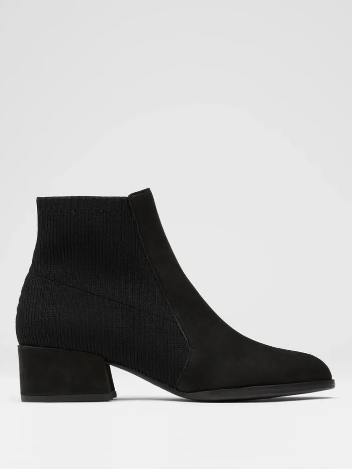 Eileen Fisher Shoes Aesop Tumbled Nubuck And Recycled Stretch Knit Bootie Black 8211 Shop