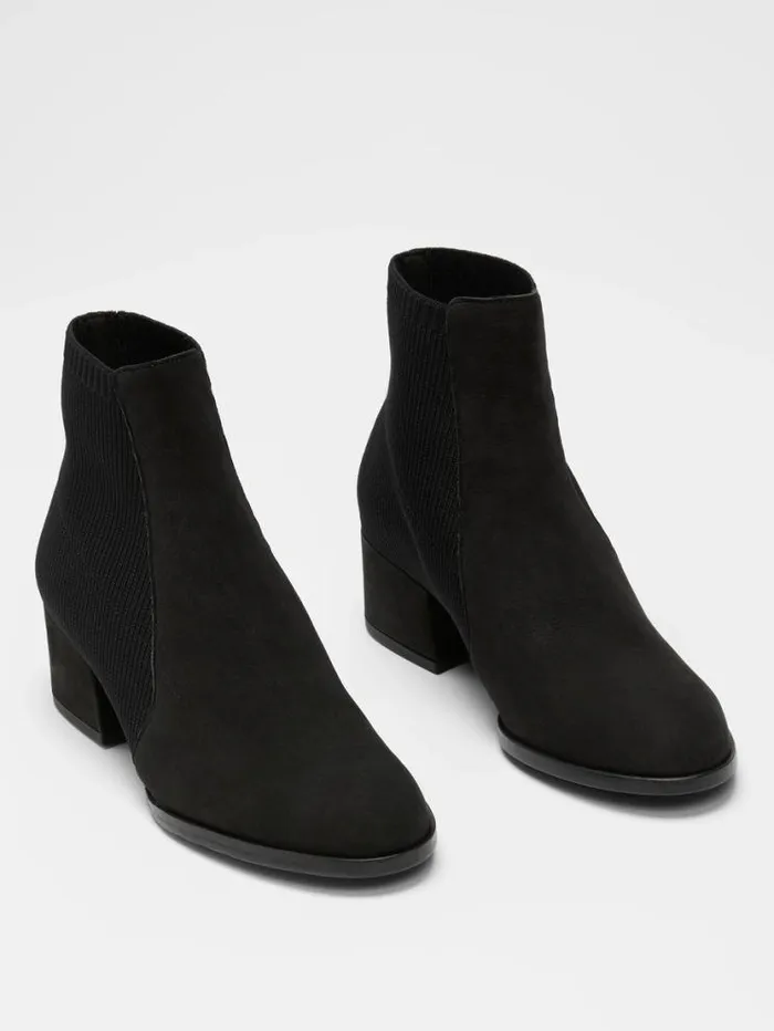 Eileen Fisher Shoes Aesop Tumbled Nubuck And Recycled Stretch Knit Bootie Black 8211 Shop