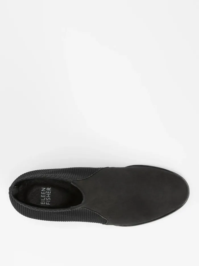 Eileen Fisher Shoes Aesop Tumbled Nubuck And Recycled Stretch Knit Bootie Black 8211 Shop