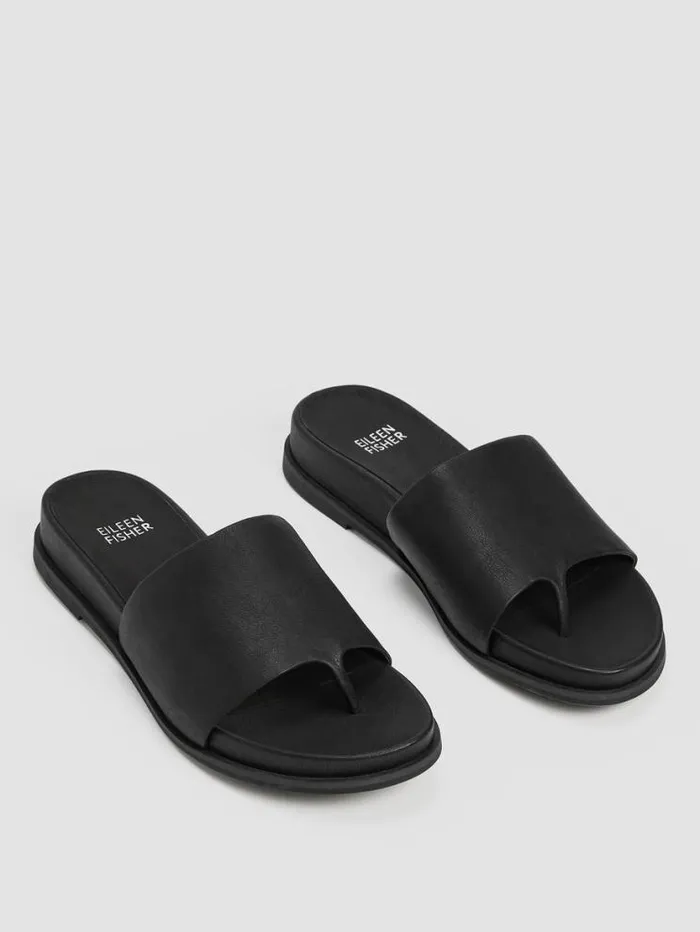 Eileen Fisher Shoes Duet Tumbled Leather Sandal Black 8211 Shop