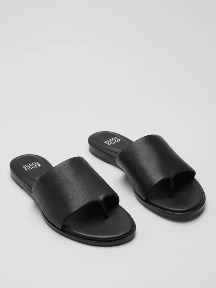 Eileen Fisher Shoes Edge Leather Slide Sandal Black 8211 Shop