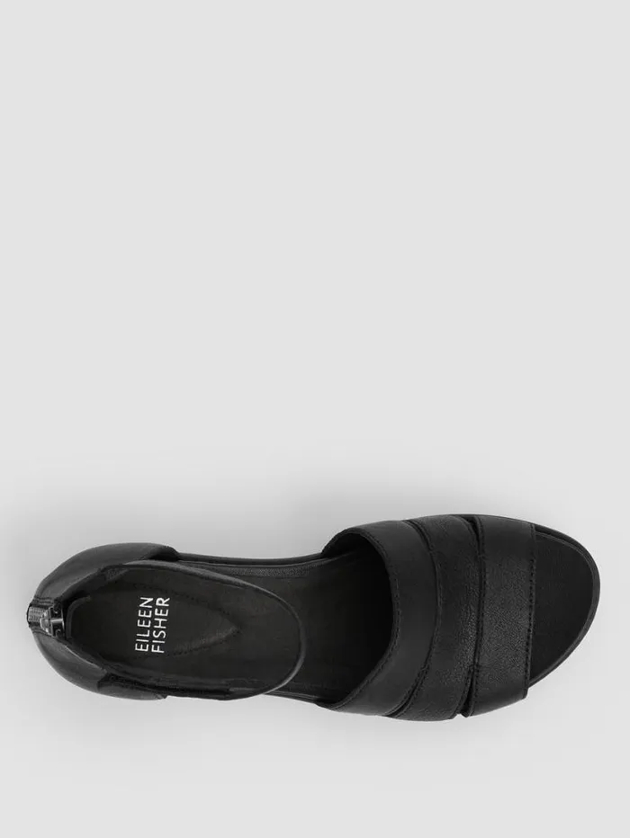 Eileen Fisher Shoes Heir Tumbled Leather Wedge Sandal Black 8211 Shop