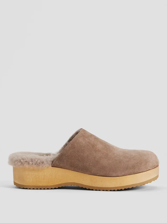 Eileen Fisher Shoes Shearling Clog In Suede Marble 8211 Shop