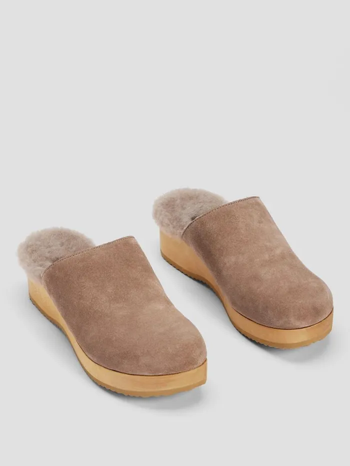 Eileen Fisher Shoes Shearling Clog In Suede Marble 8211 Shop