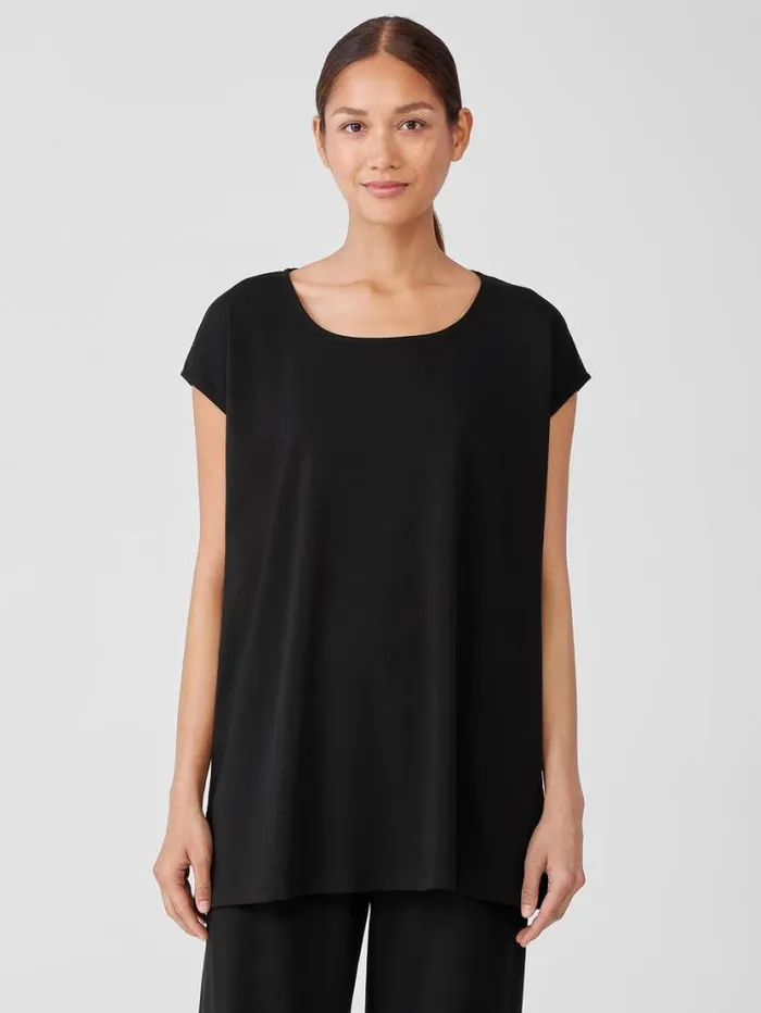 Eileen Fisher Sleepwear Organic Cotton Interlock Scoop Neck Sleep Tee Black 8211 Shop