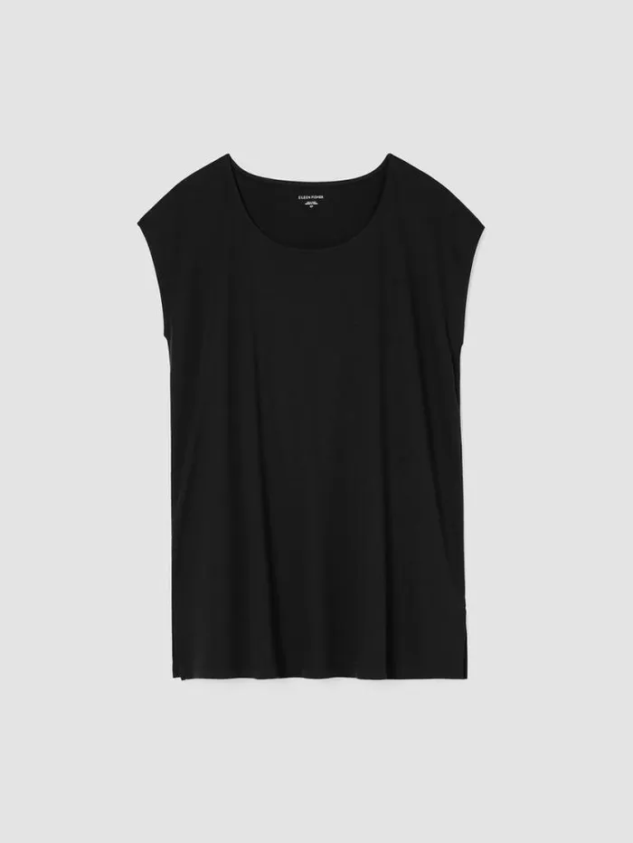 Eileen Fisher Sleepwear Organic Cotton Interlock Scoop Neck Sleep Tee Black 8211 Shop