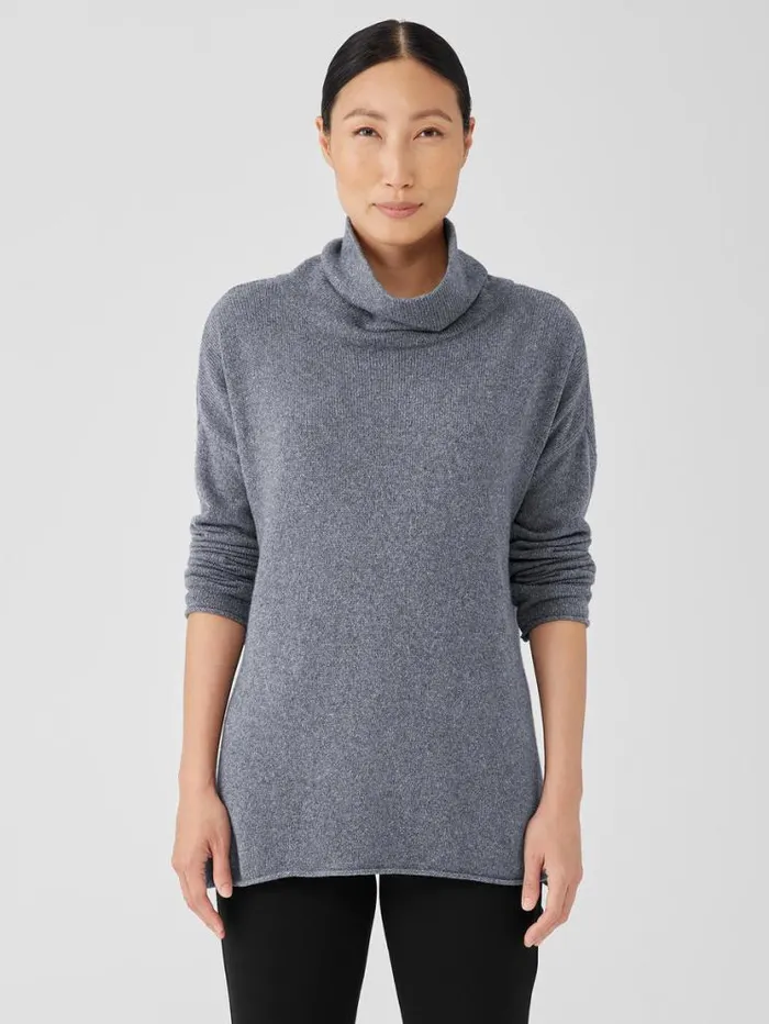 Eileen Fisher Sweaters and Cardigans Cotton And Recycled Cashmere Turtleneck Long Top Ash 8211 Shop