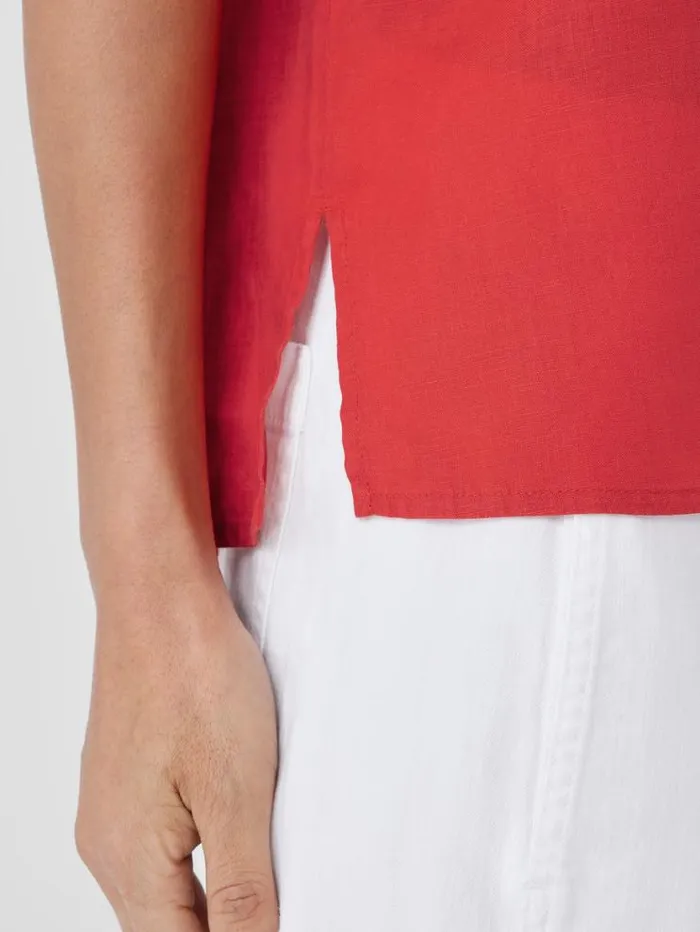 Eileen Fisher Tops and Tees Organic Handkerchief Linen Band Collar ShortSleeve Shirt Flame 8211 Shop