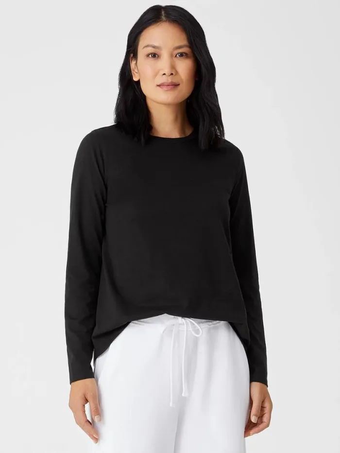 Eileen Fisher Tops and Tees Organic Pima Cotton Jersey LongSleeve Tee Black 8211 Shop