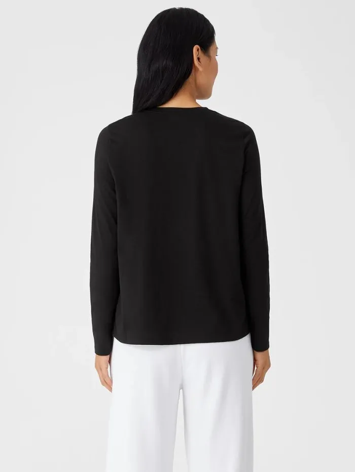 Eileen Fisher Tops and Tees Organic Pima Cotton Jersey LongSleeve Tee Black 8211 Shop