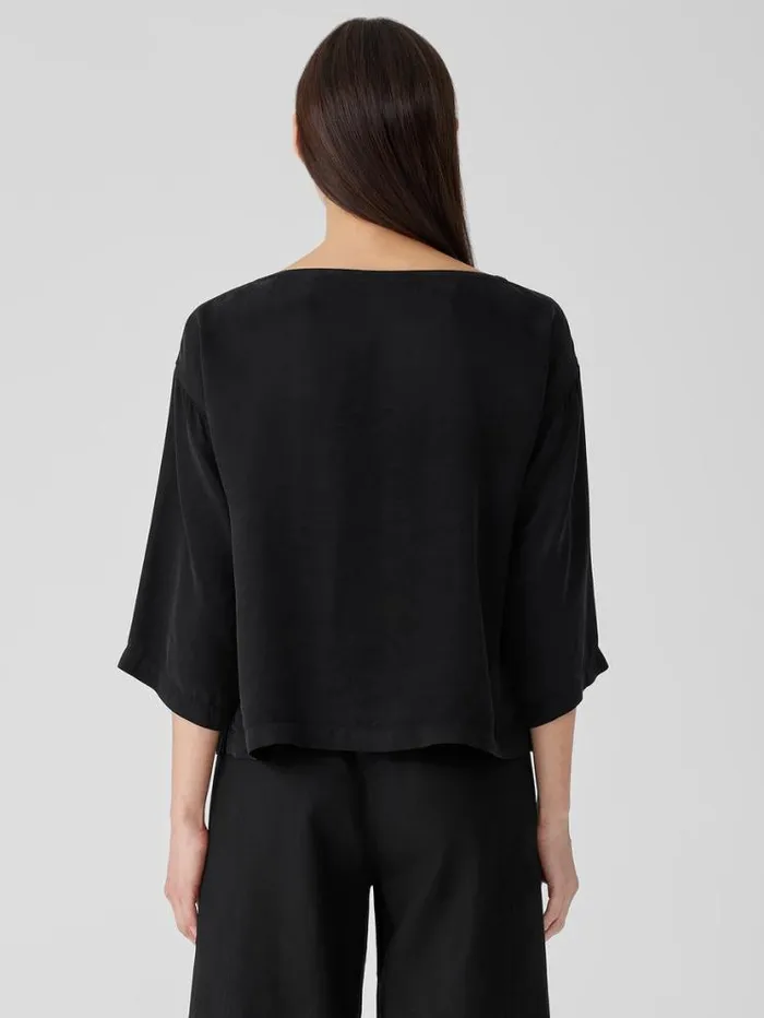 Eileen Fisher Tops and Tees Sandwashed TwillBoxTop Black 8211 Shop