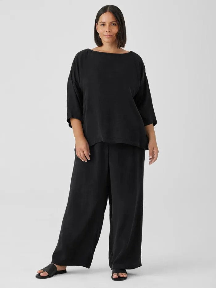 Eileen Fisher Tops and Tees Sandwashed TwillBoxTop Black 8211 Shop