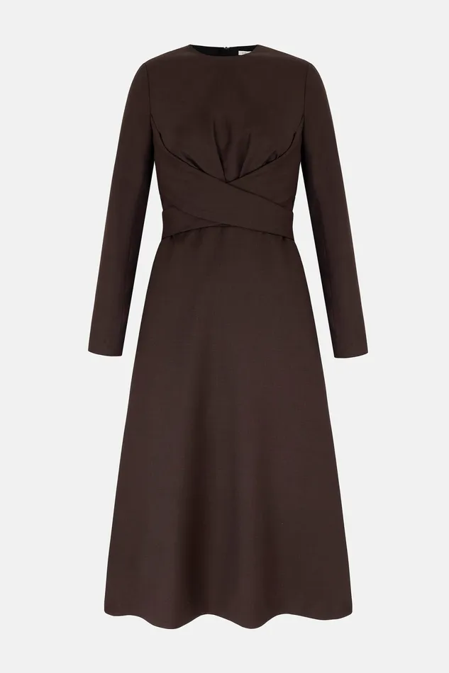 Elta Hickory Brown In Superfine Merino Dress Women Dresses Emilia Wickstead