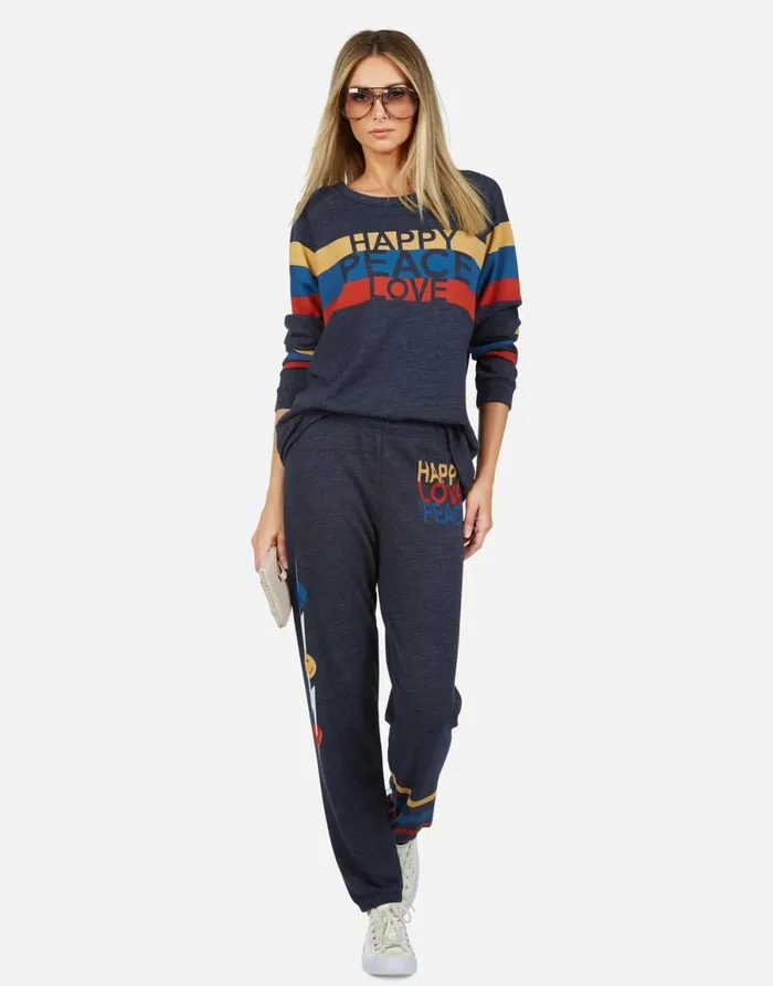 Everly Happy Peace Love Port Navy Women039s Lauren Moshi Long Sleeve