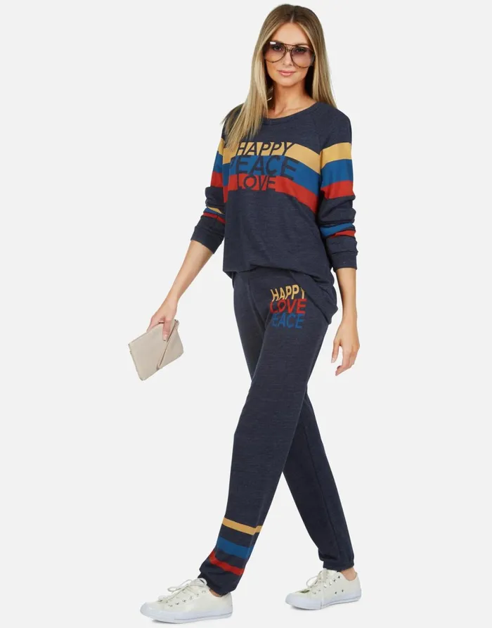 Everly Happy Peace Love Port Navy Women039s Lauren Moshi Long Sleeve