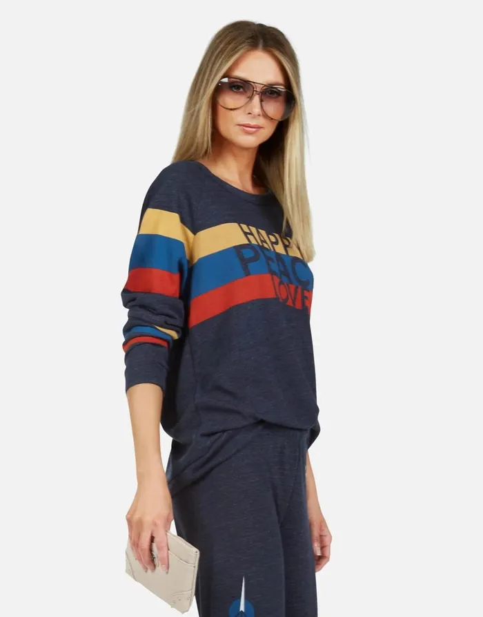 Everly Happy Peace Love Port Navy Women039s Lauren Moshi Long Sleeve