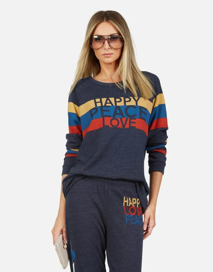 Everly Happy Peace Love Port Navy Women039s Lauren Moshi Long Sleeve