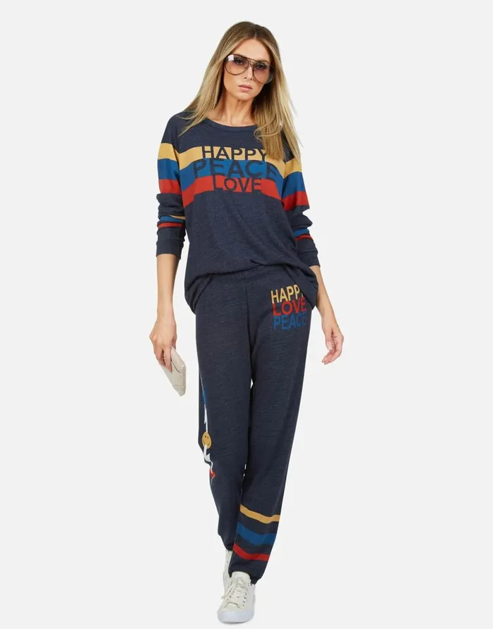 Everly Happy Peace Love Port Navy Women039s Lauren Moshi Long Sleeve