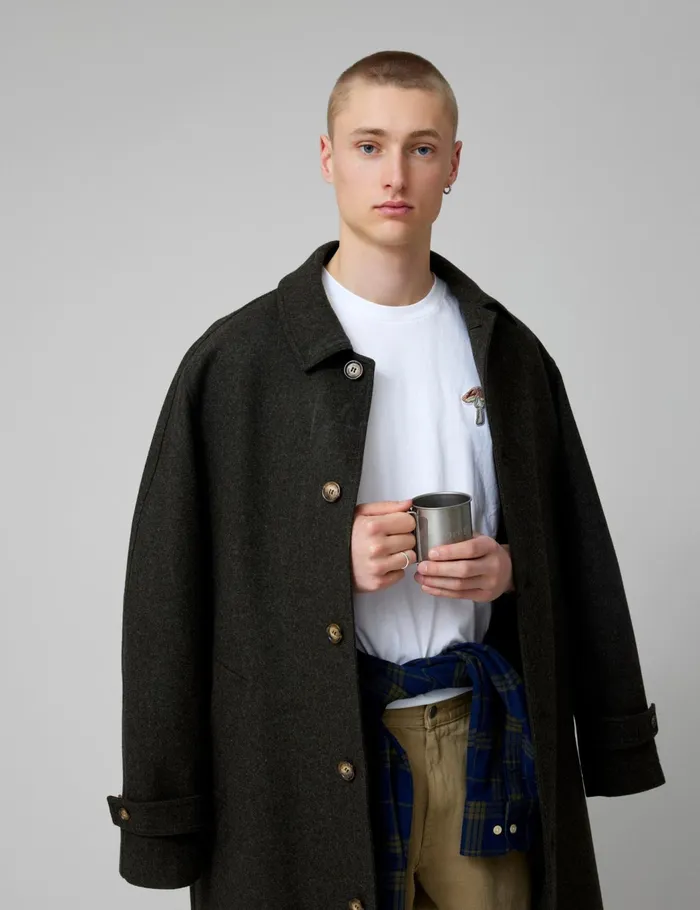 Fort Jackets PINE WOOL COAT Dark Moss Melang 8211 Men