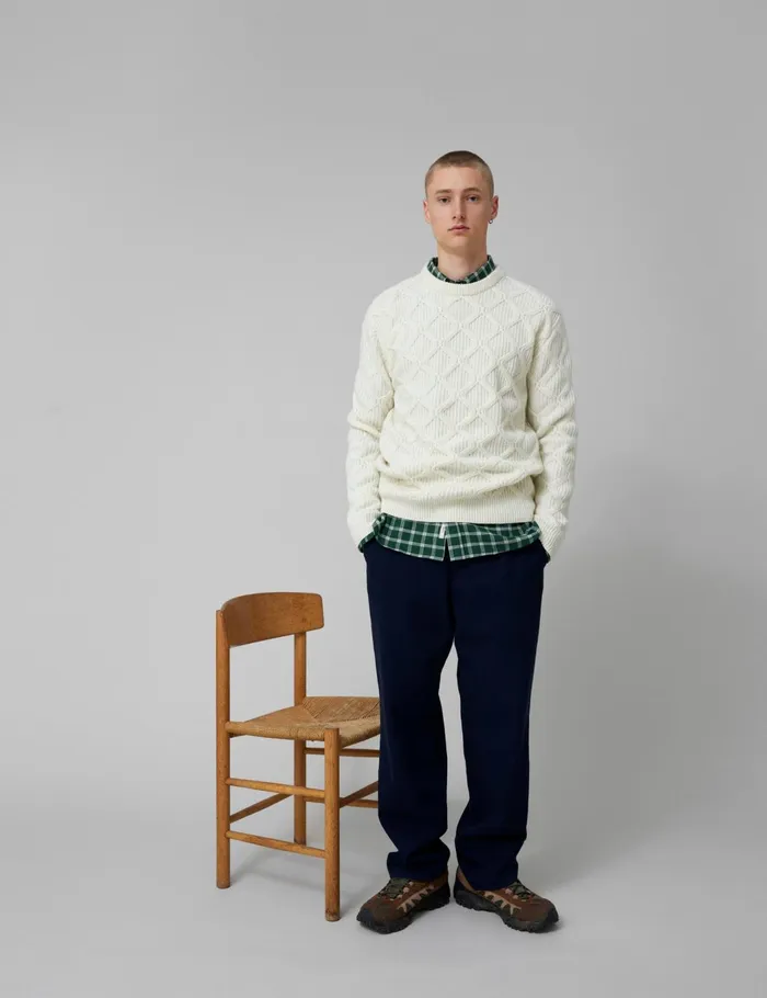 Fort Knitwear BOW CABLE KNIT Cloud 8211 Men Fort Knitwear BOW CABLE KNIT Cloud 8211 Men