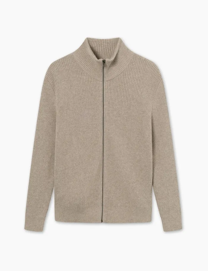 Fort Knitwear MARSH RIB ZIP HIGH NECK Khaki 8211 Men