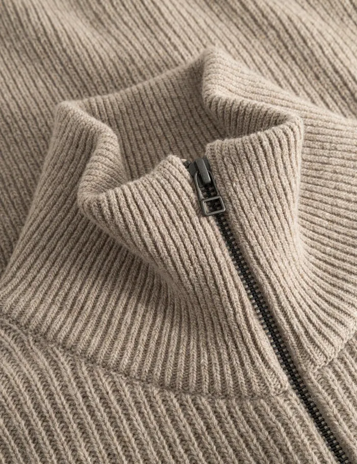 Fort Knitwear MARSH RIB ZIP HIGH NECK Khaki 8211 Men